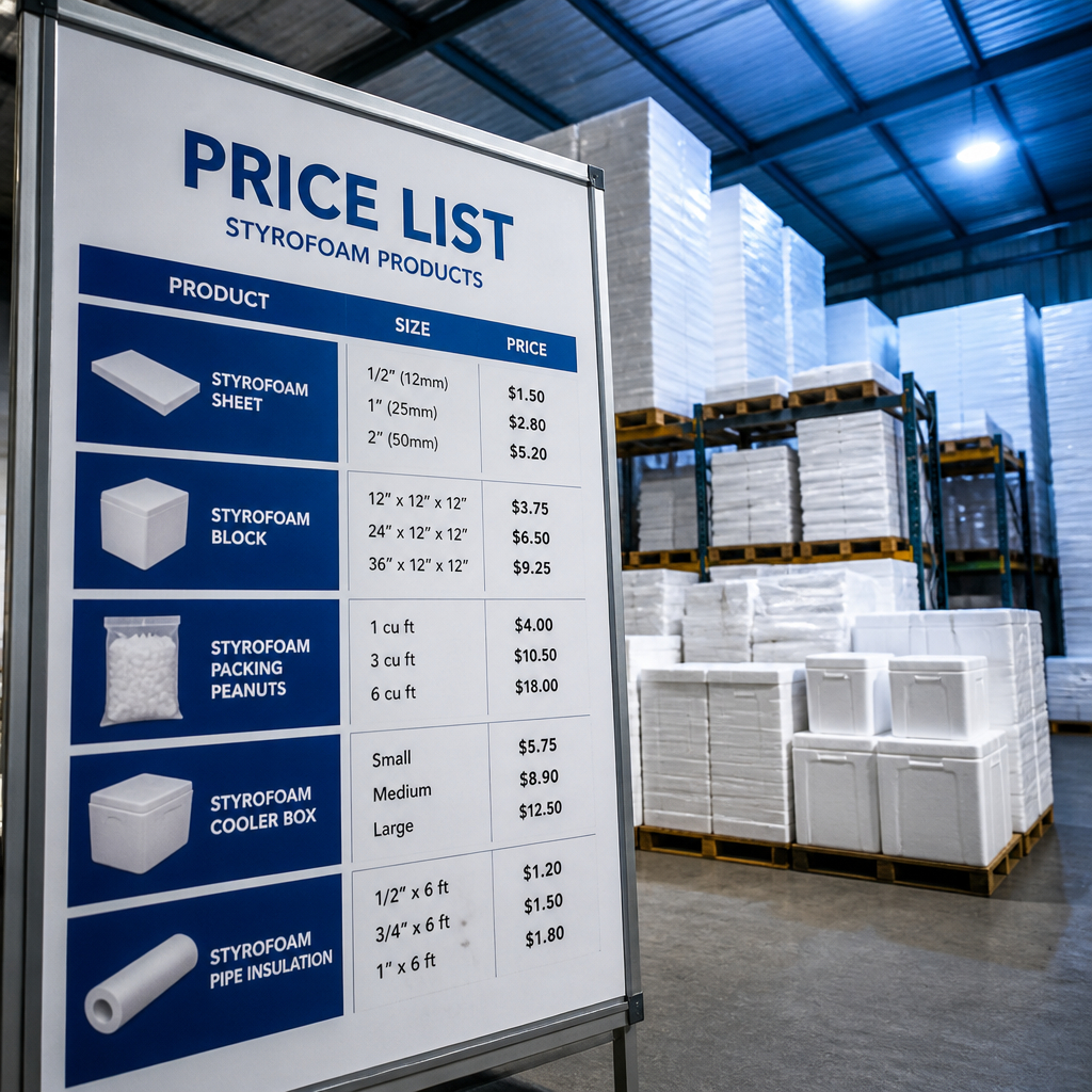 Bảng giá tham khảo các loại thùng xốp và tấm xốp cách nhiệt